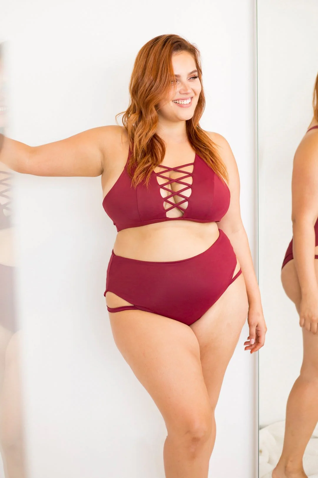 Alexi Top - Criss Cross High Neck Racerback Top Wine - Image 5