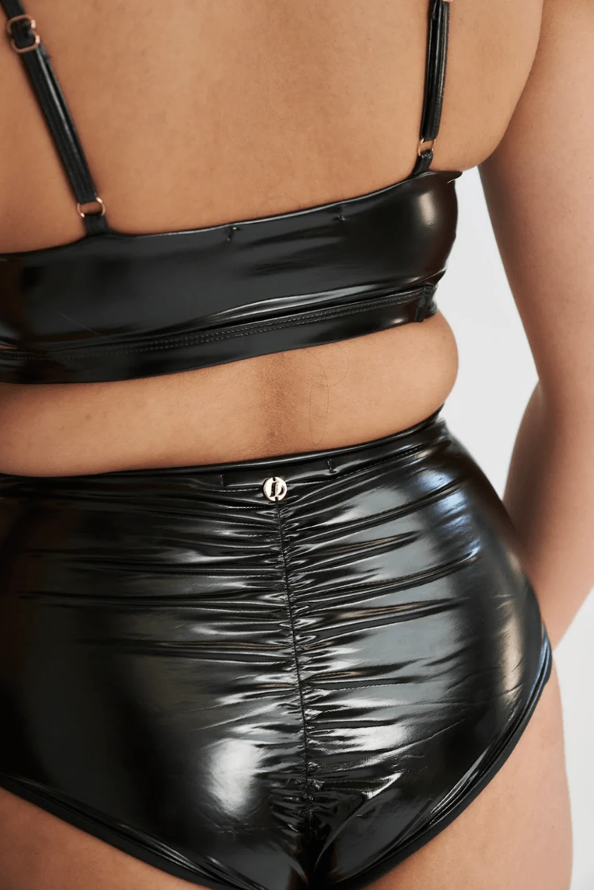 Basic High Waist Bottoms - Black PU - Image 4