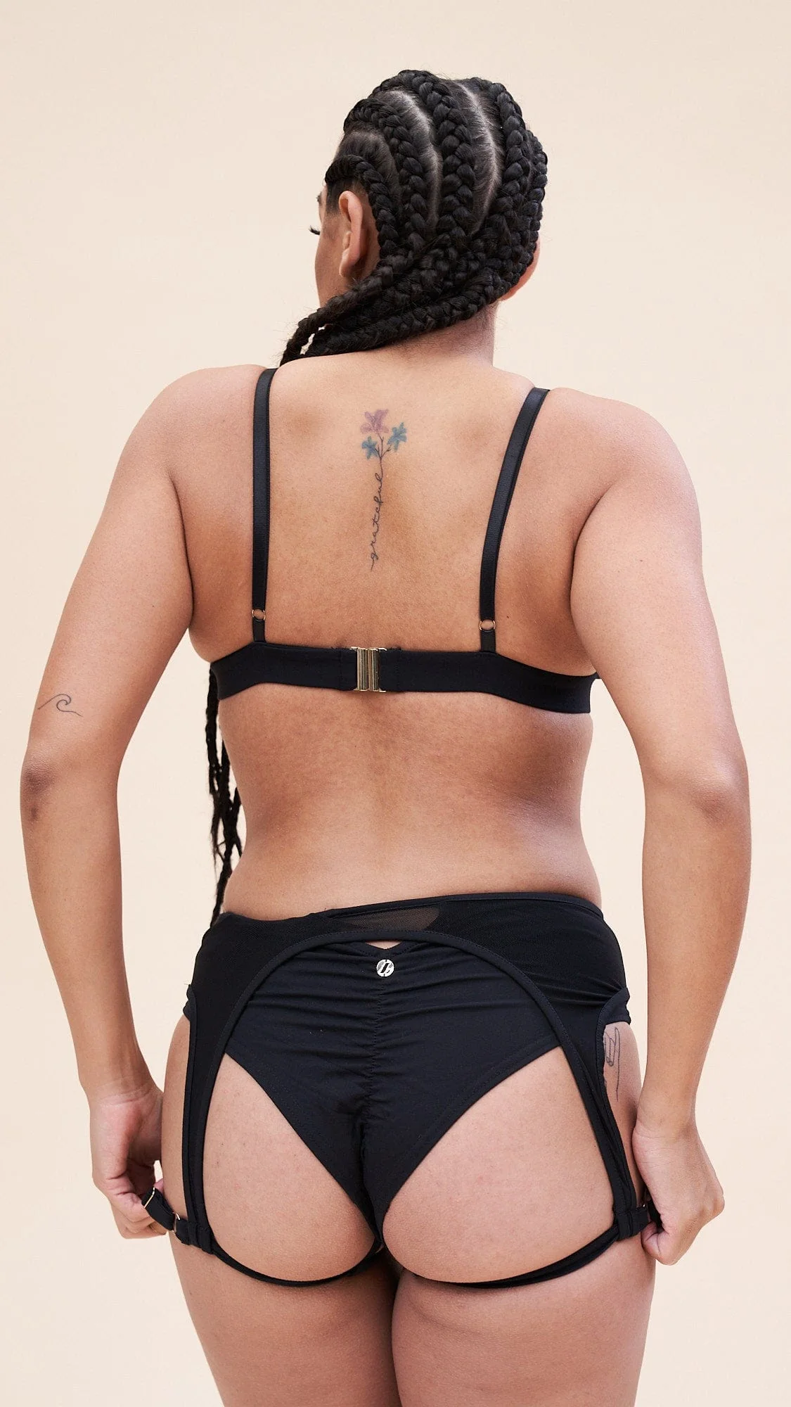 Cora Low Waist - Mesh Cut Out Garter Low Waist Bottom Recycled Black - Image 4