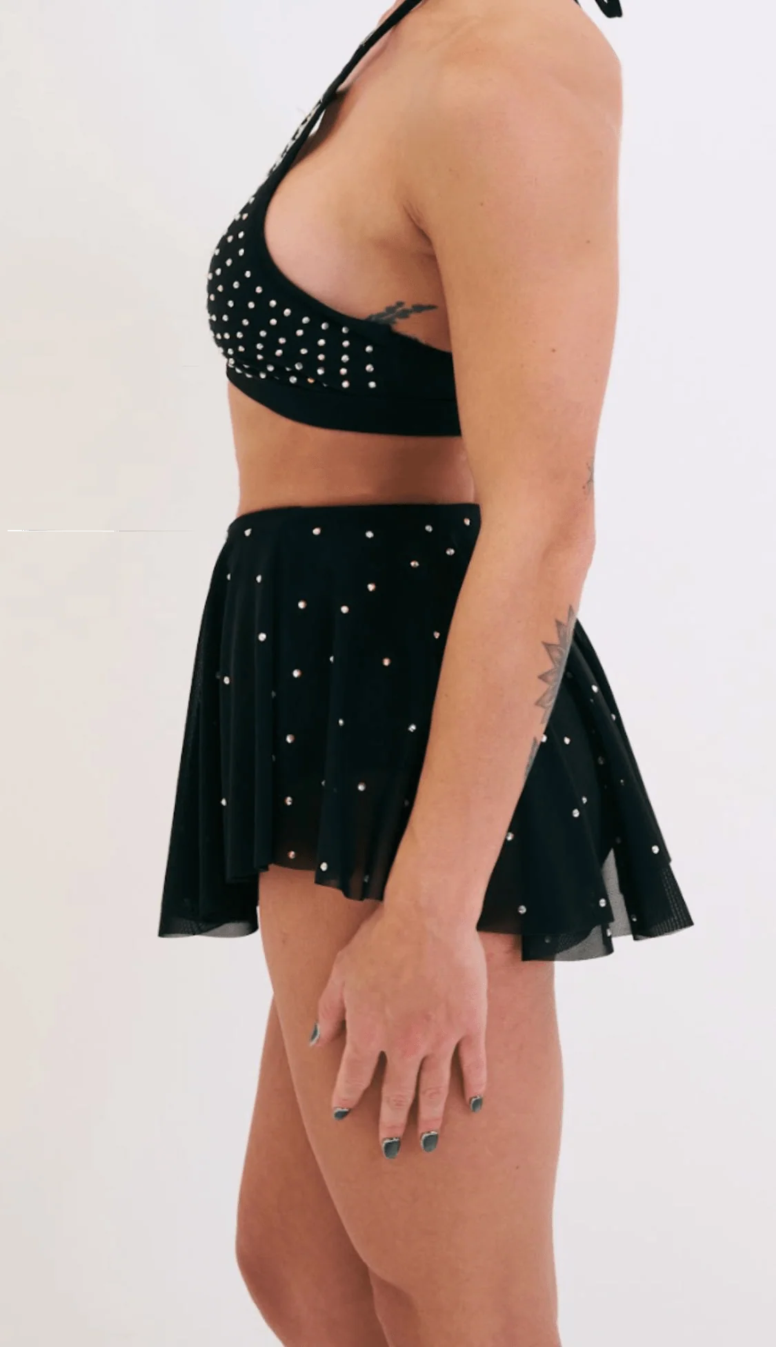 Demi Mesh Diamante Halter Black - Image 5