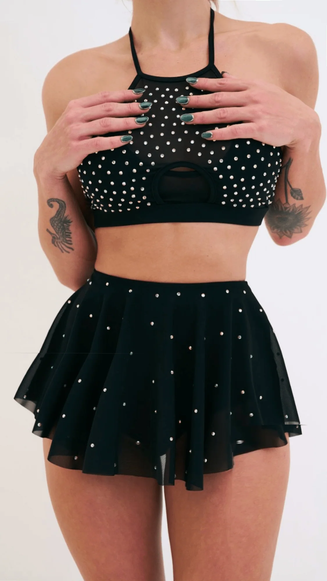 Demi Mesh Diamante Halter Black - Image 6