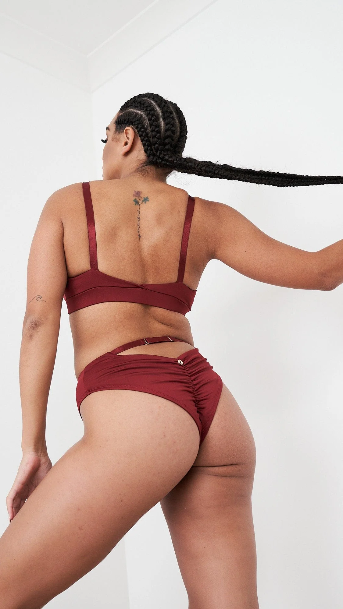 Hannah Low Waist - Adjustable Cut Out Low Waist Bottom Burgundy - Image 6