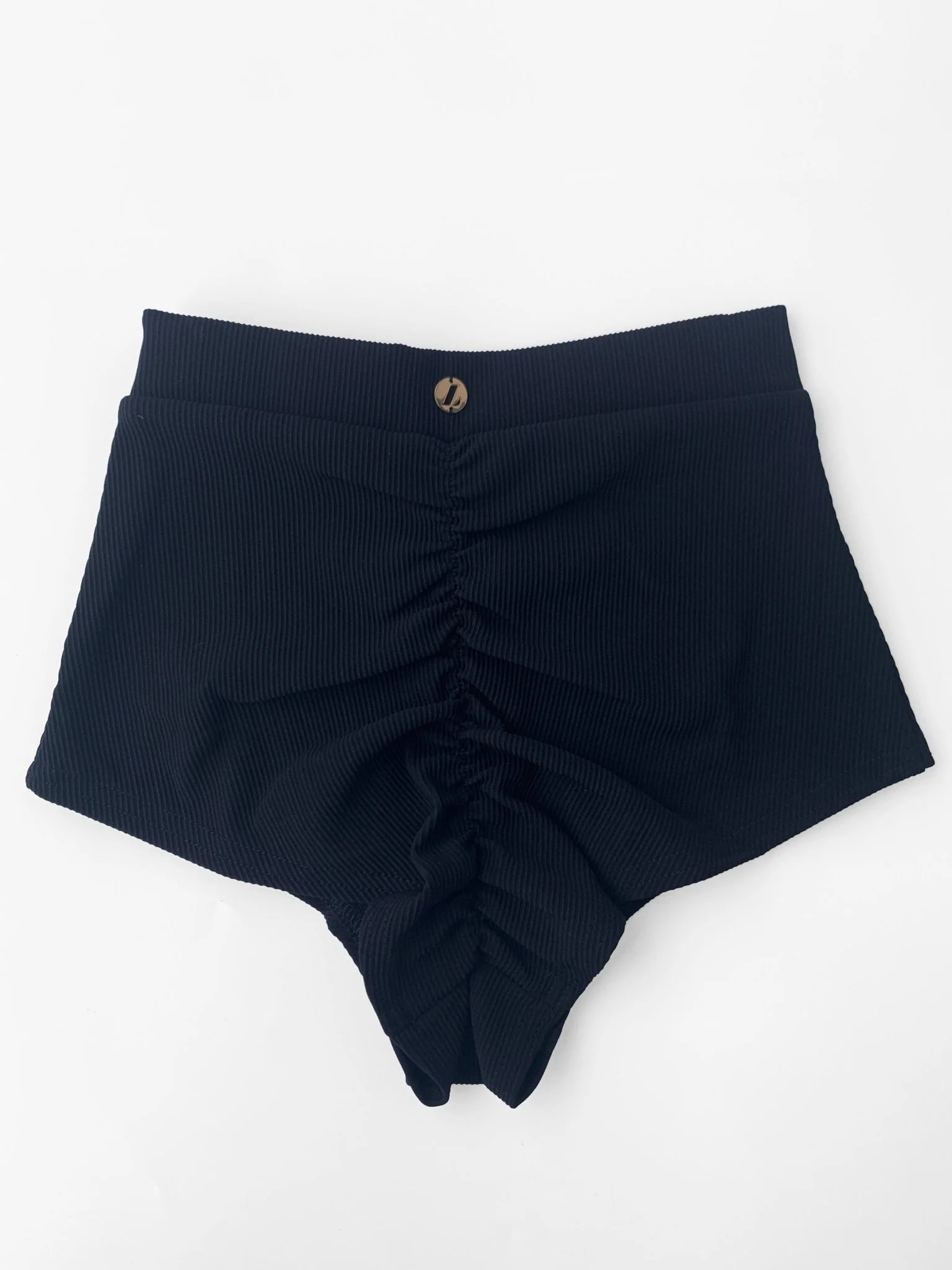 High Waist Shorts - Basic Scrunch Shorts Ribbed Black - Image 8