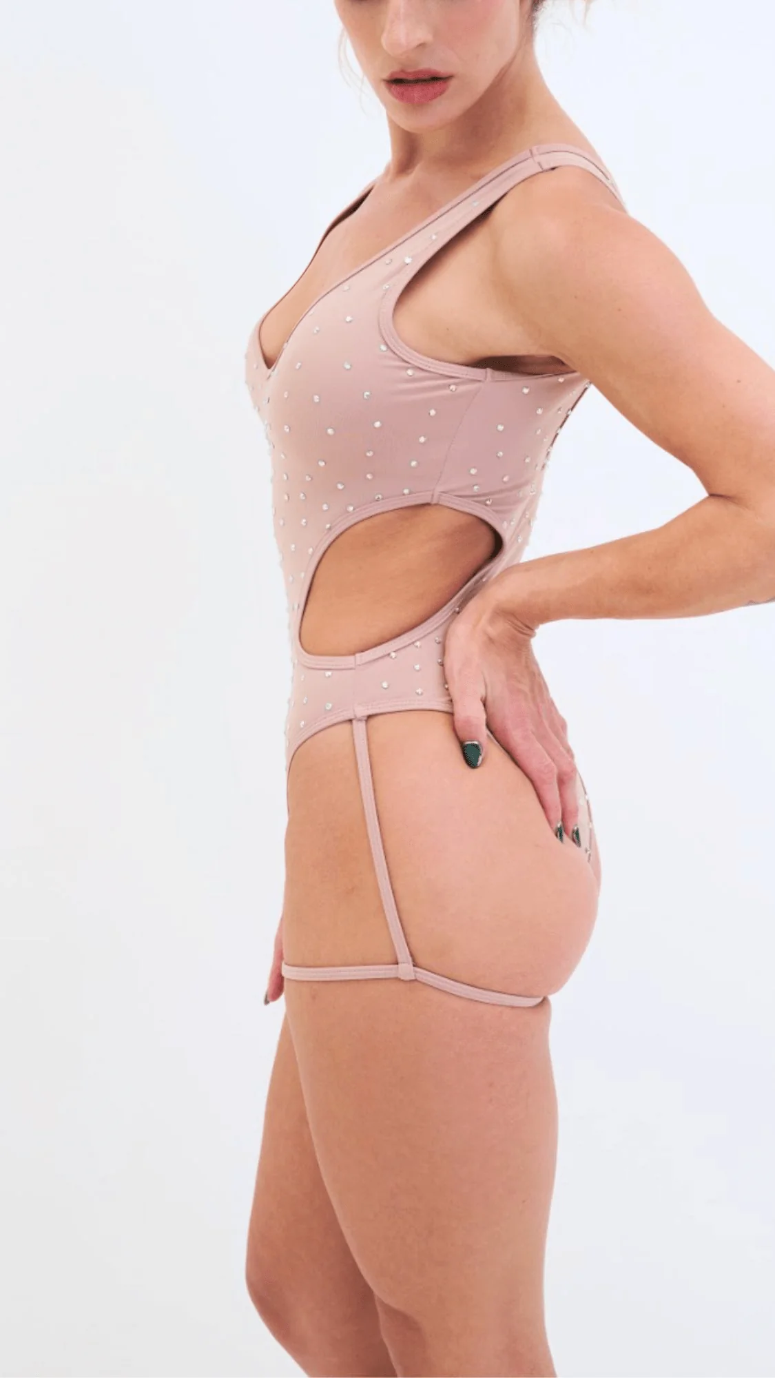 Imogen Diamante Bodysuit Taupe - Image 3