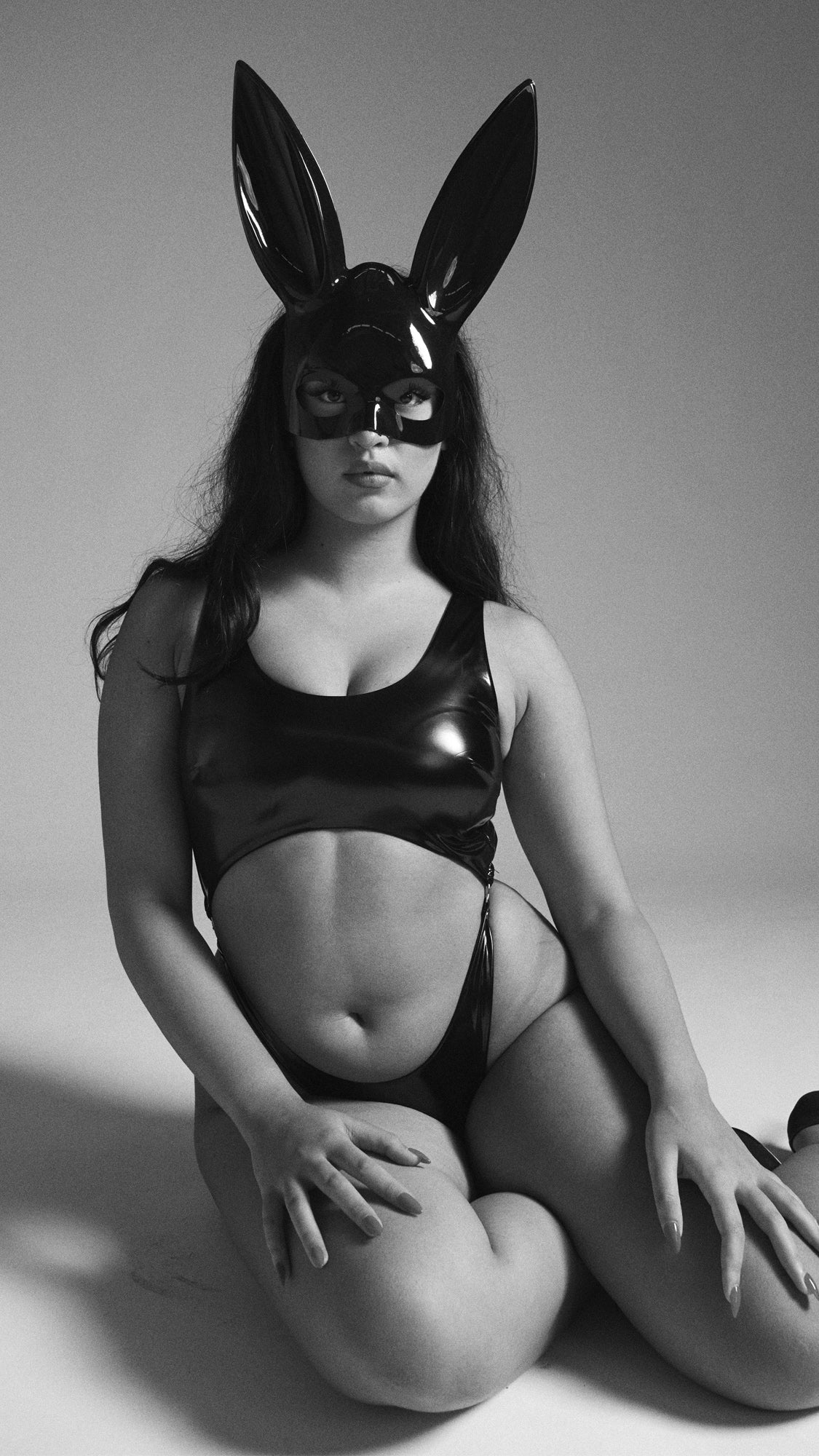 Kenzie High Cut Bodysuit Black PU - Image 5