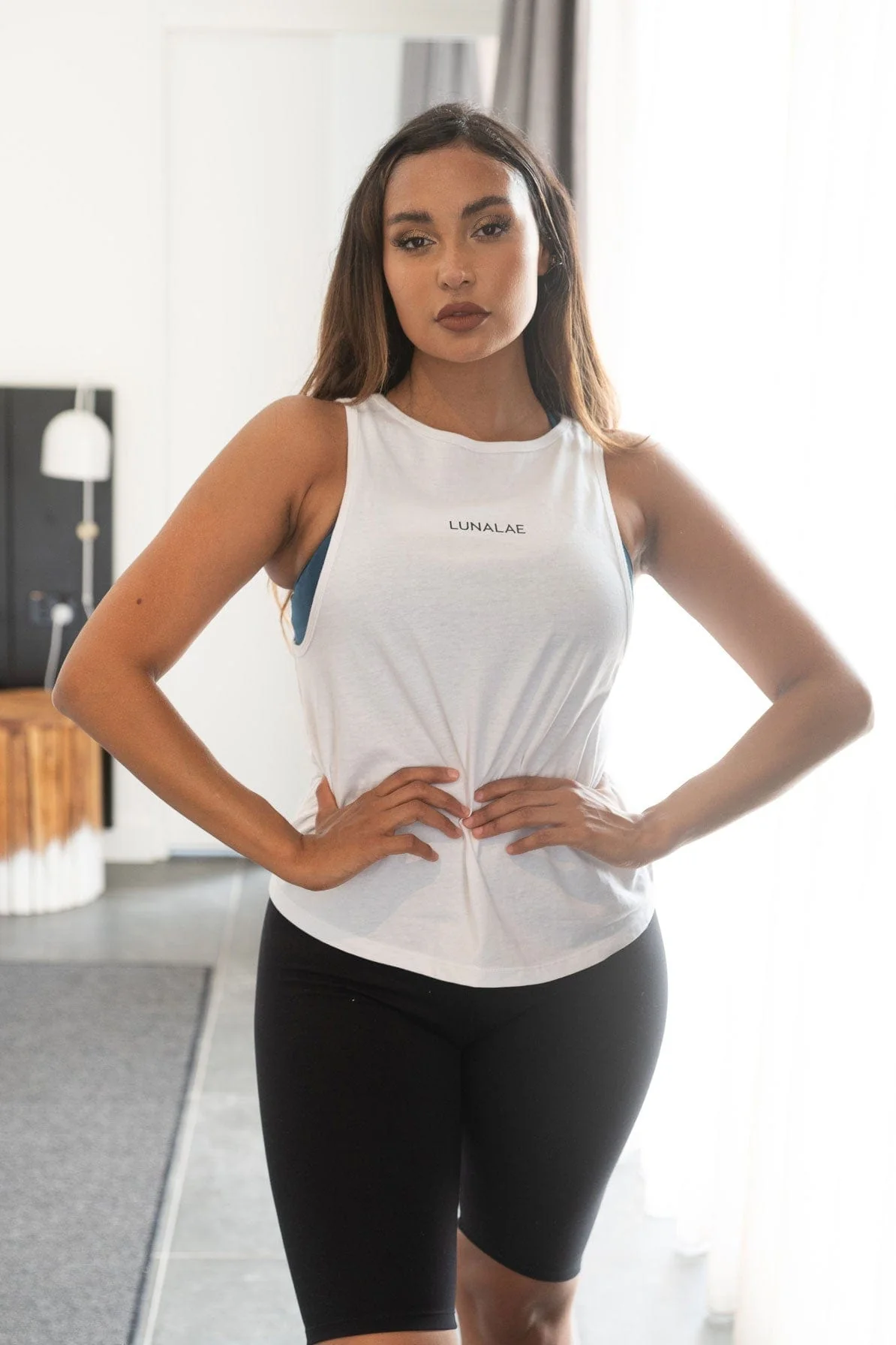 Tank Top - Cut Out Gym Tank White - Image 5